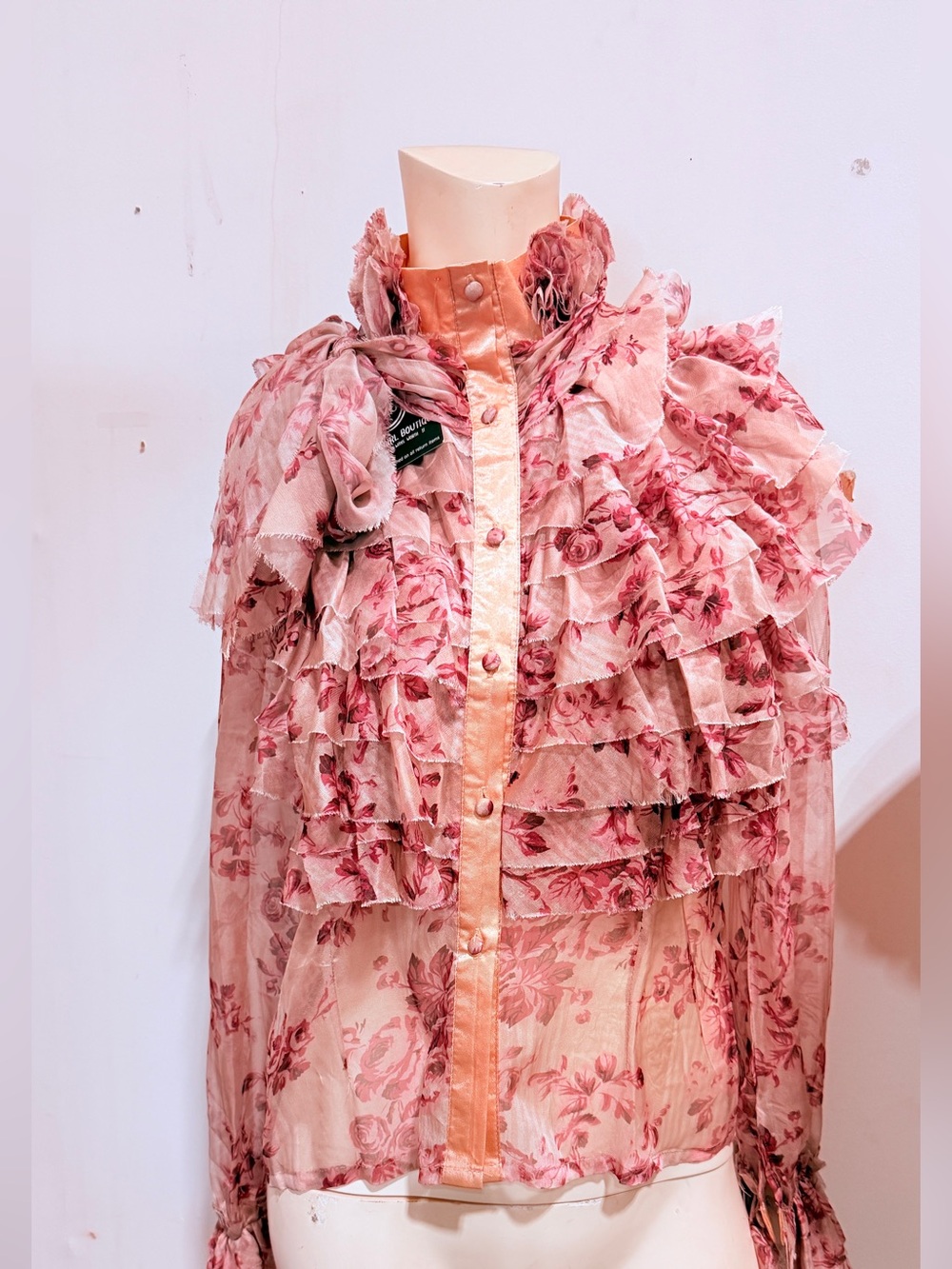 Blush Floral Ruffle Blouse - Picture 2 of 2
